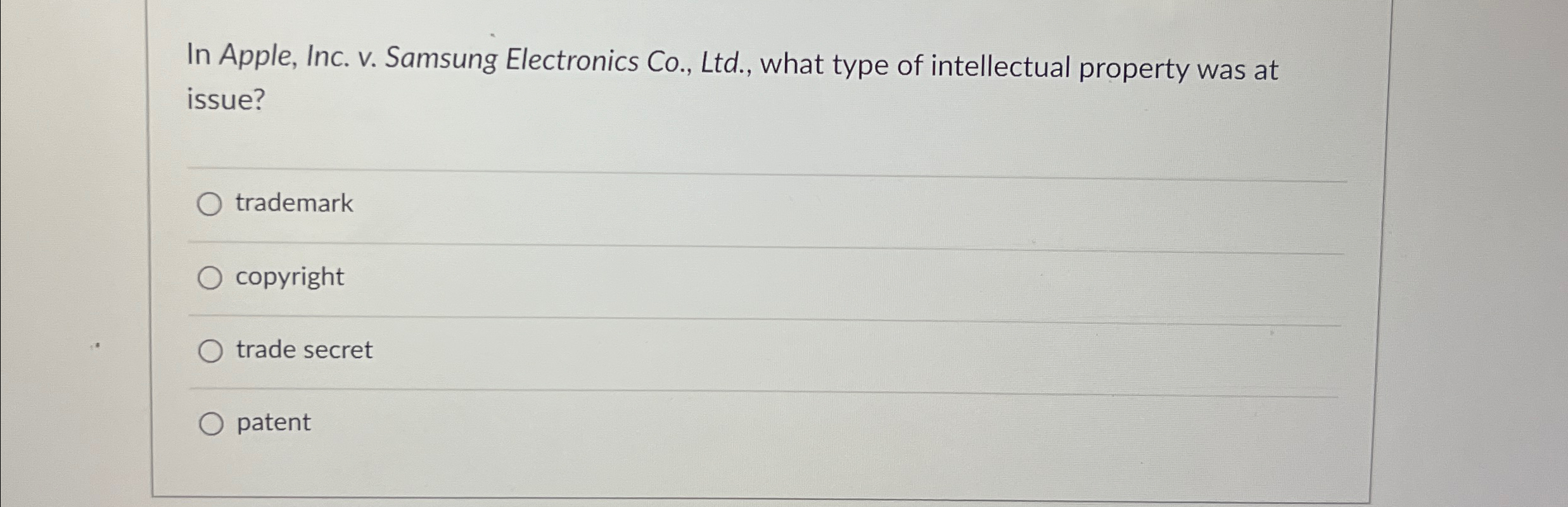 In Apple, Inc. v. Samsung Electronics Co., Ltd., what type of