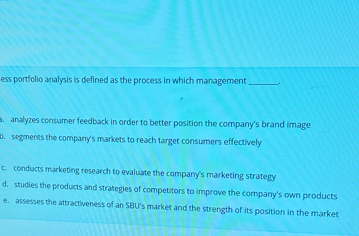  ess portfolio analysis is defined as the process in which management