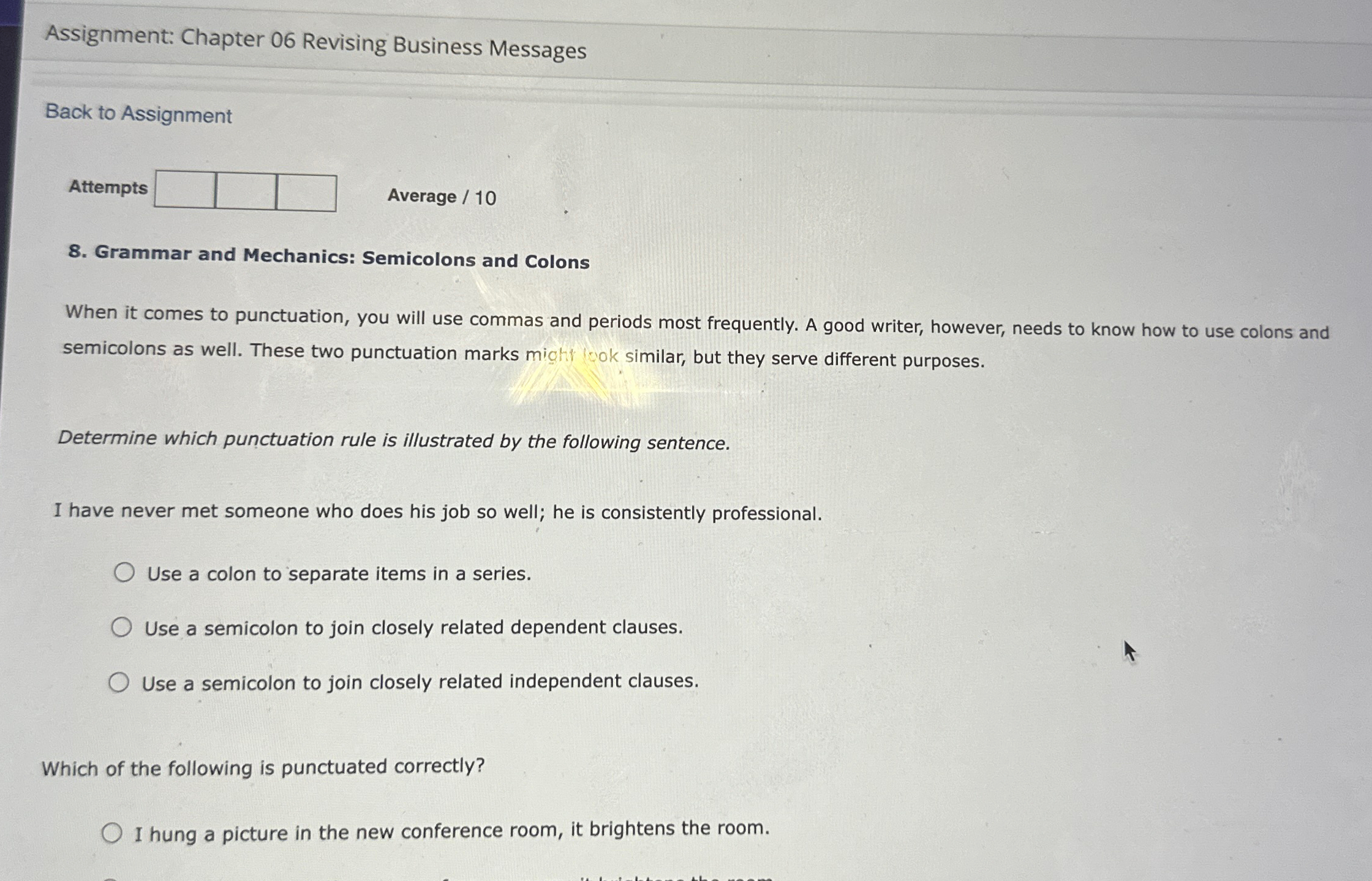  Assignment: Chapter 06 Revising Business Messages Back to Assignment Attempts Average