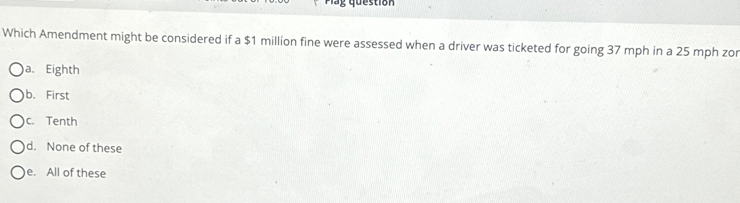  Which Amendment might be considered if a $1 million fine were
