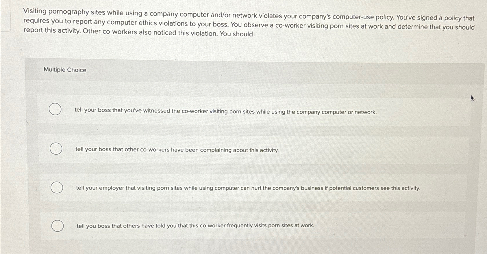  Visiting pornography sites while using a company computer and/or network violates