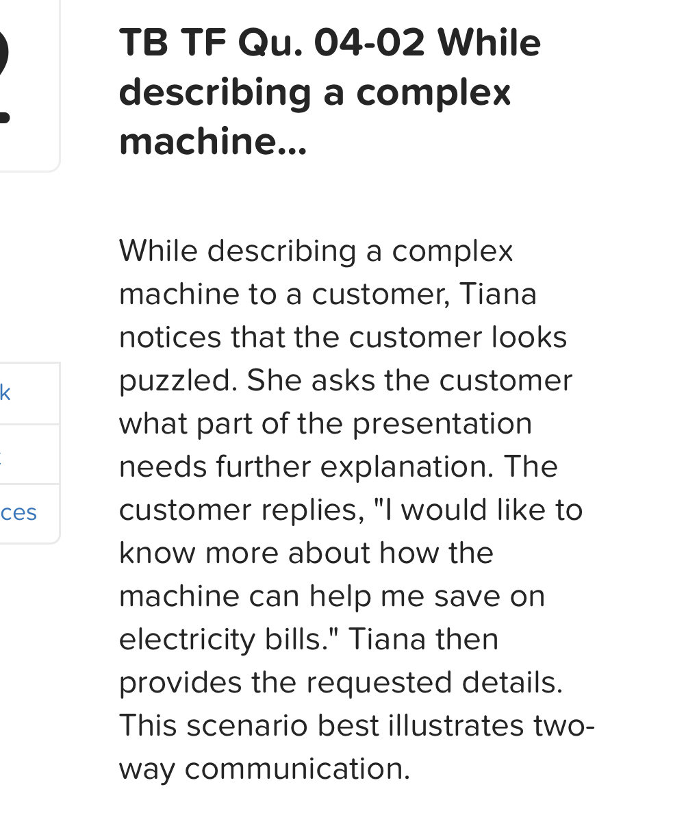  TB TF Qu.04-02 While describing a complex machine... While describing a