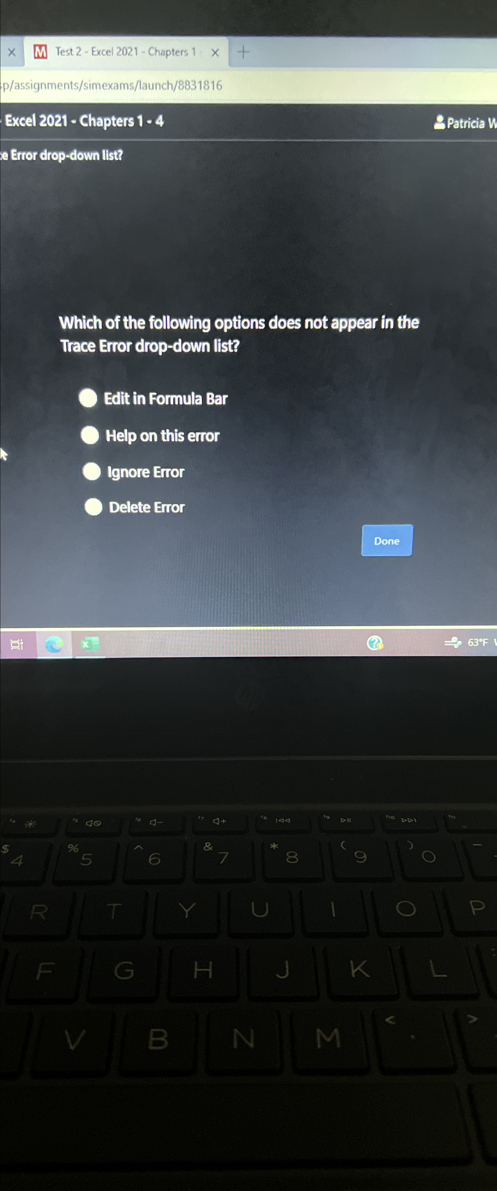  Test 2- Excel 2021- Chapters 1 X p/assignments/simexams/launch/8831816 Excel 2021- Chapters