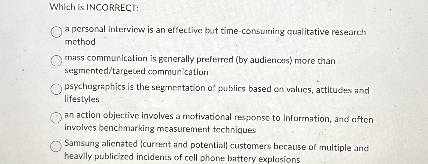  Which is INCORRECT: a personal interview is an effective but time-consuming