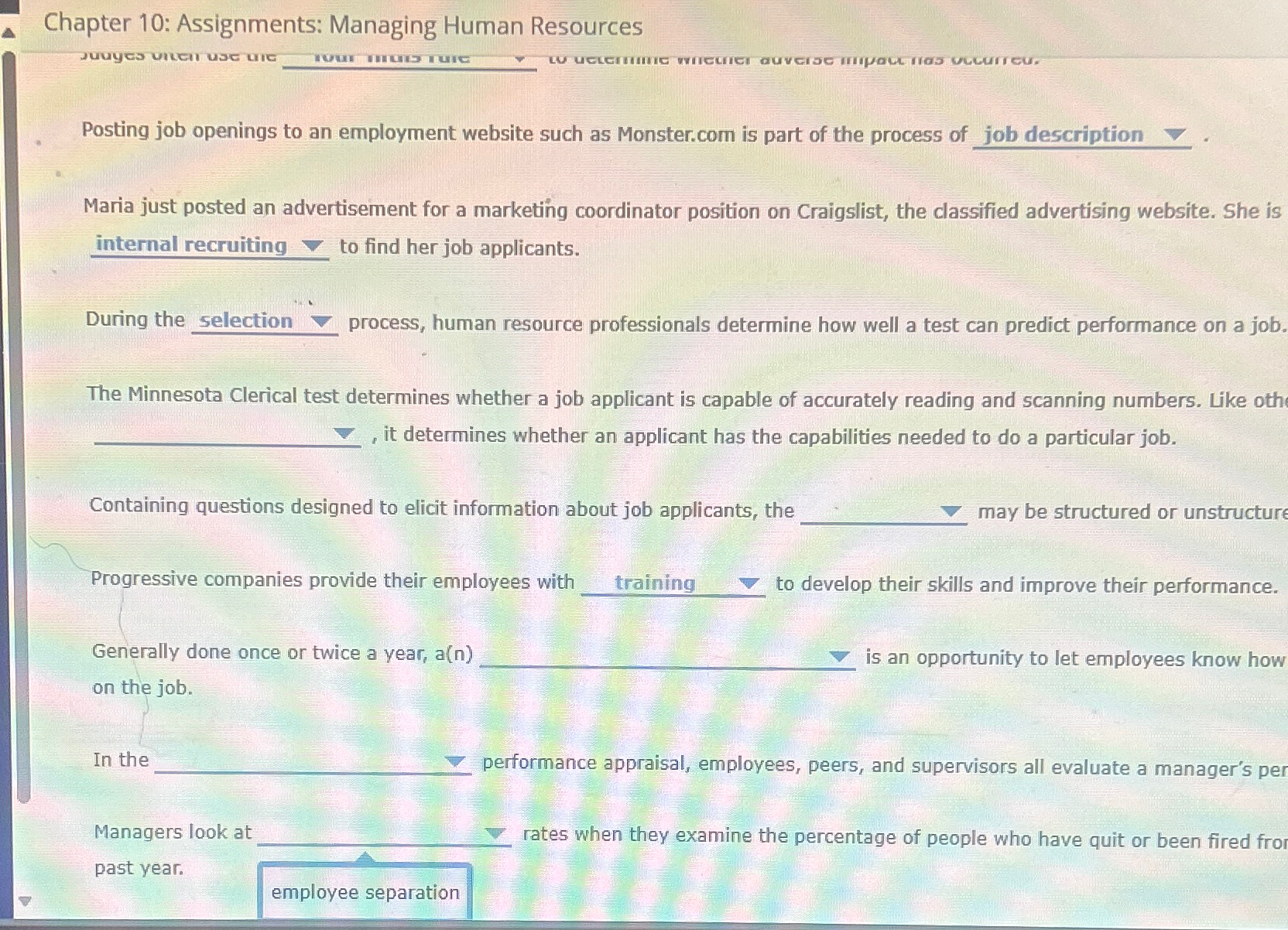  Chapter 10: Assignments: Managing Human Resources Posting job openings to an