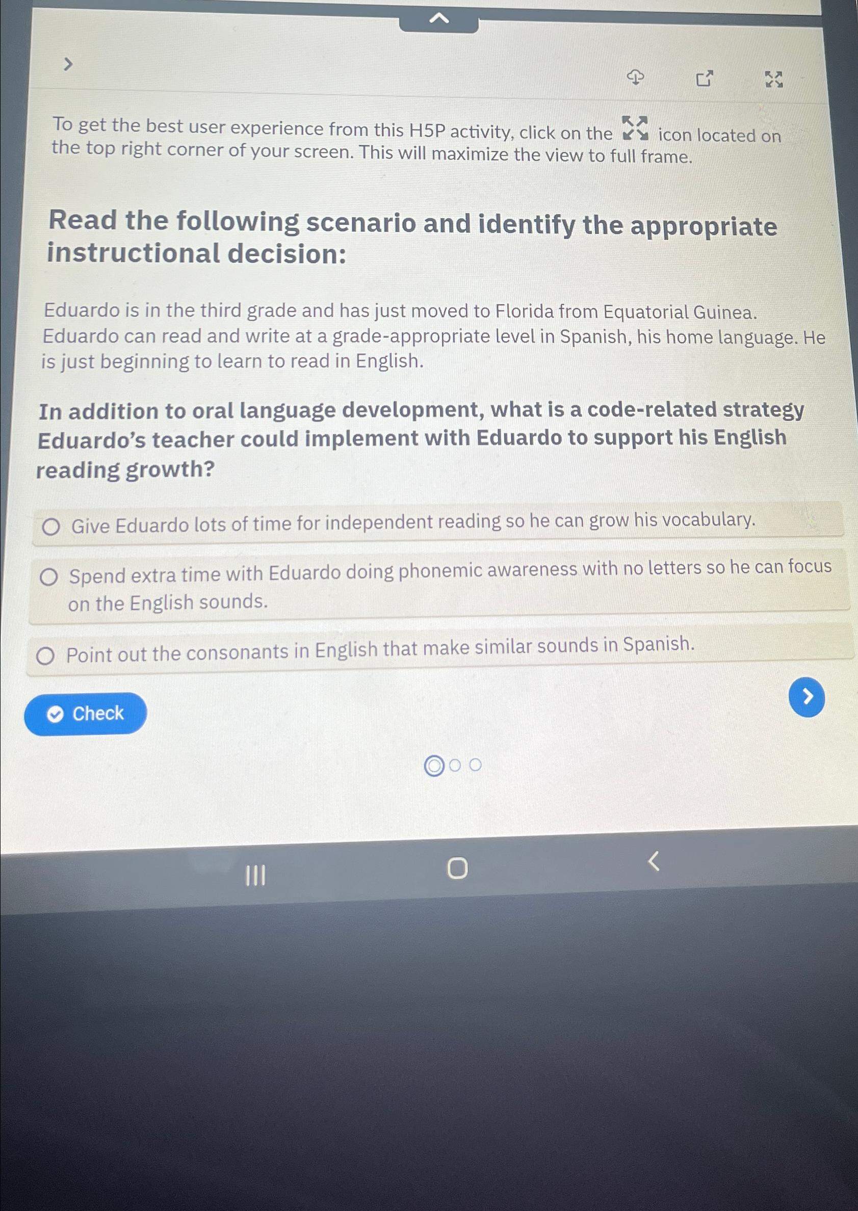  To get the best user experience from this H5P activity, click