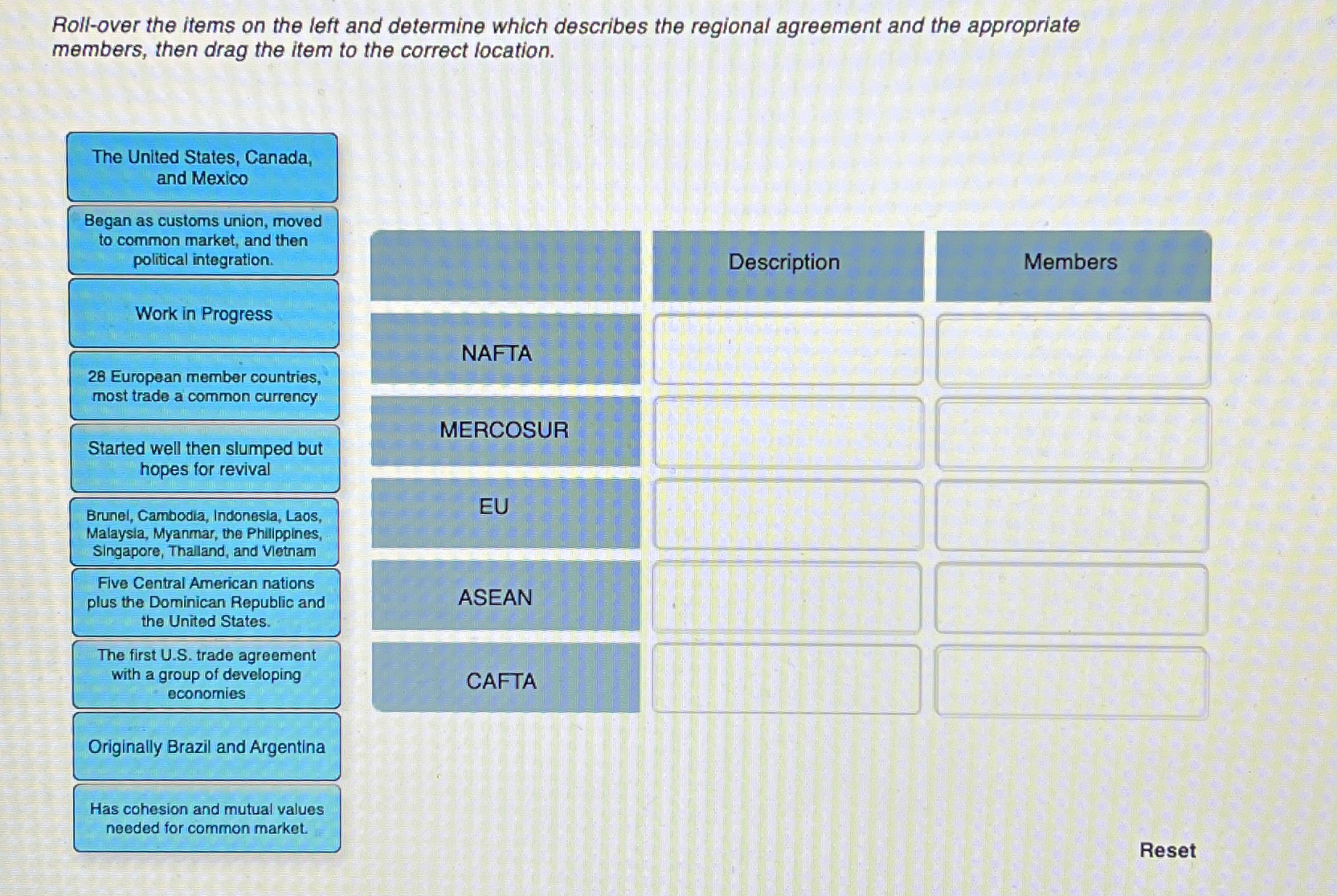  Roll-over the items on the left and determine which describes the