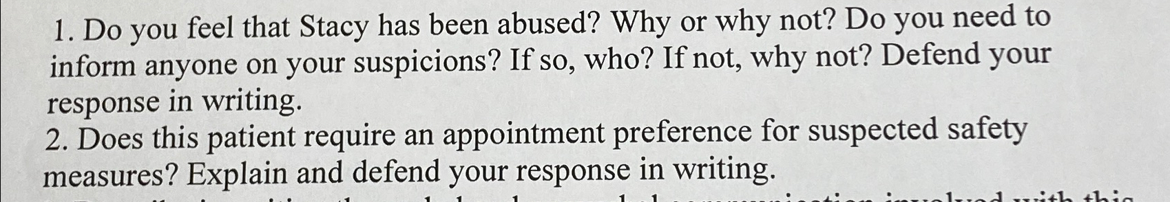  Does this patient require an appointment preference for suspected safety measures?