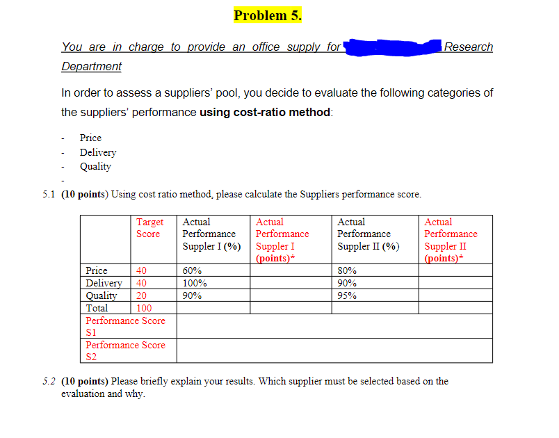 Please fill out the table and answer 5.2. Please show work