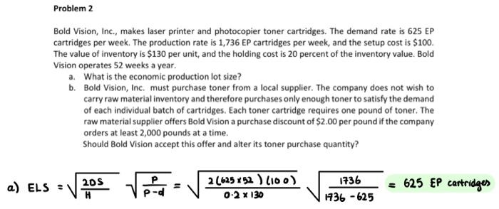 solve part b onlystep by step Bold Vision, Inc., makes laser printer