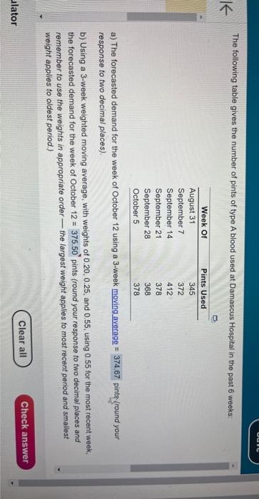and 0.55 , using 0.55 for the most recent week, the forecasted