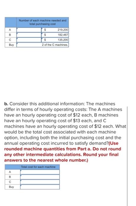  b. Consider this additional information: The machines differ in terms of