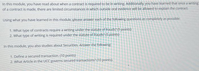 need it asap please and thank you In this module, you have