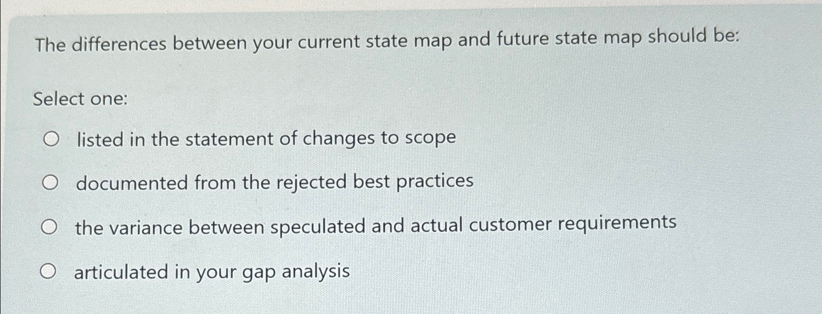  The differences between your current state map and future state map