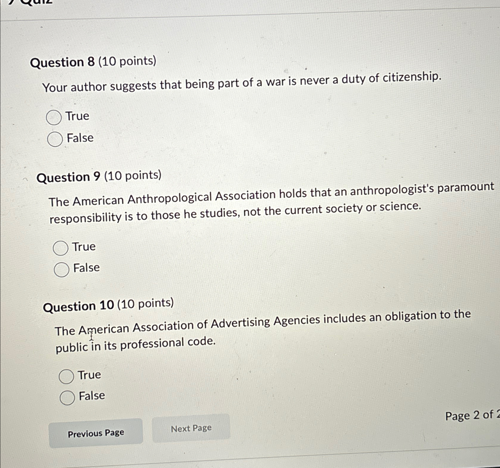  Question 8(10 points) Your author suggests that being part of a