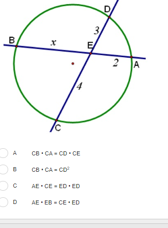 A sketch is given for the problem below. Choose a theorem relationship