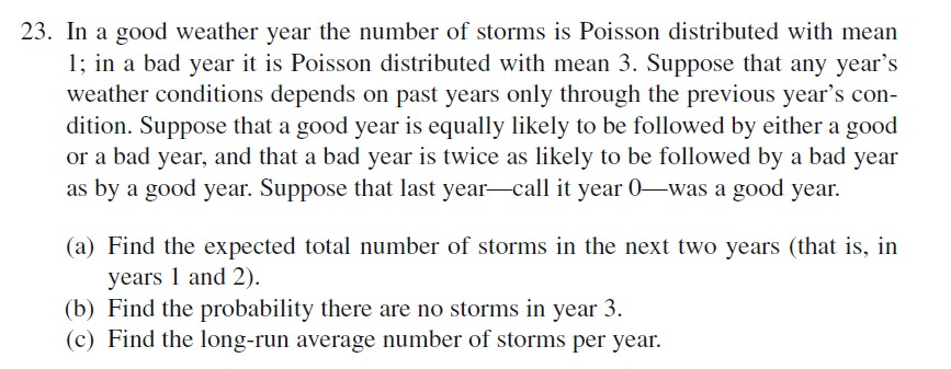 Please answer 23. In a good weather year the number of storms