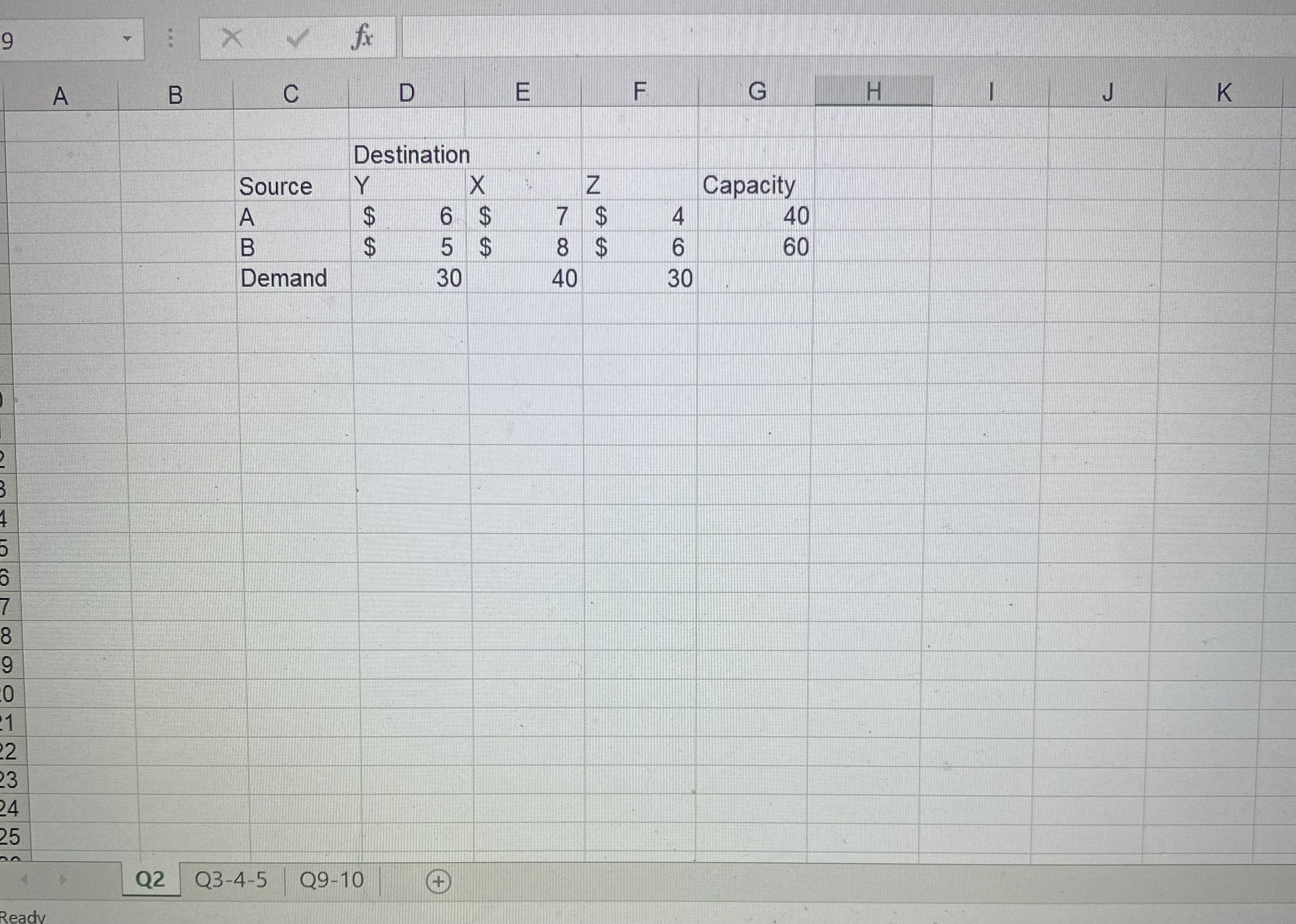 lew Orlean Orlando Capacity Fixed Cost 2 Atlanta $ $ 0.15 $