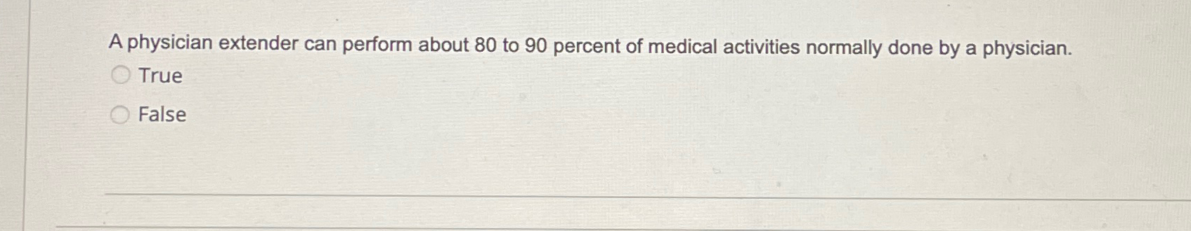  A physician extender can perform about 80 to 90 percent of