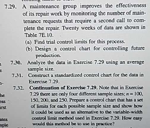  7.29. A maintenance group improves the effectiveness of its repair work