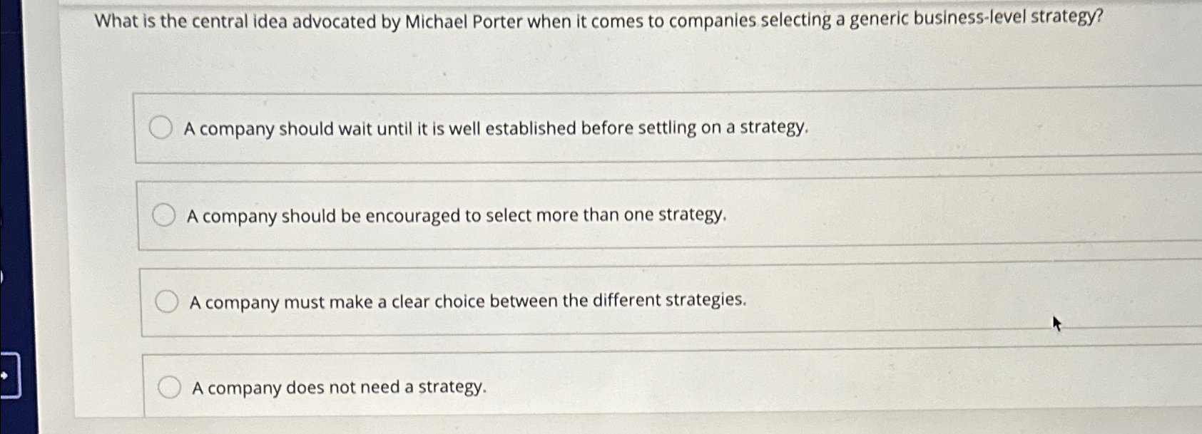  What is the central idea advocated by Michael Porter when it
