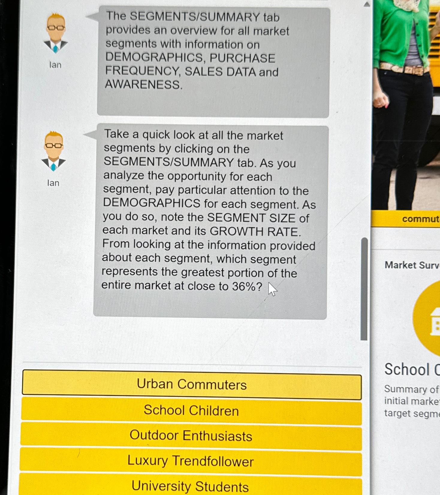  The SEGMENTS/SUMMARY tab provides an overview for all market segments with