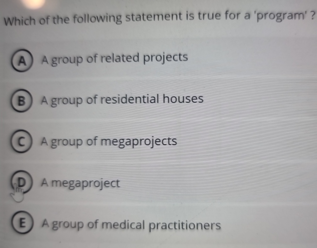  Which of the following statement is true for a 'program'? A