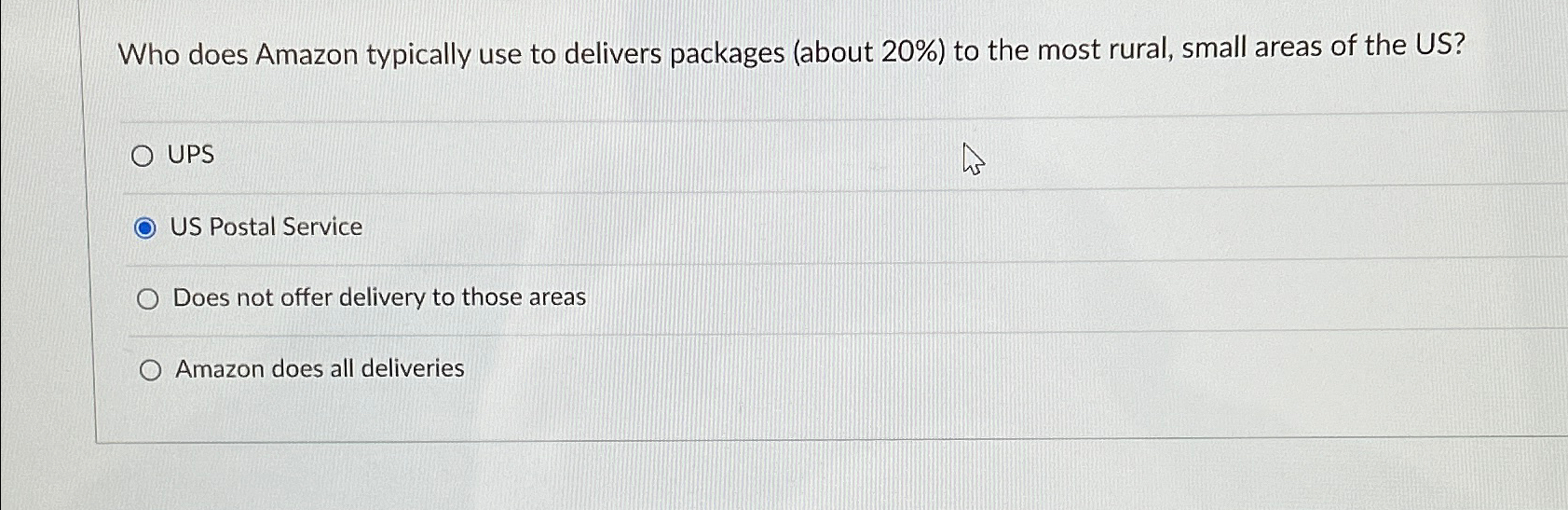  Who does Amazon typically use to delivers packages (about 20%) to