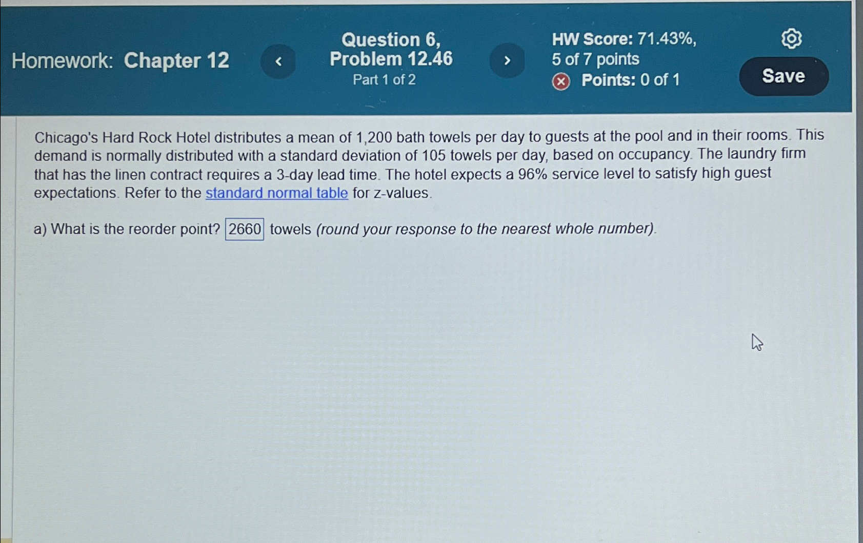  Homework: Chapter 12 Question 6, HW Score: 71.43%, Problem 12.46 5