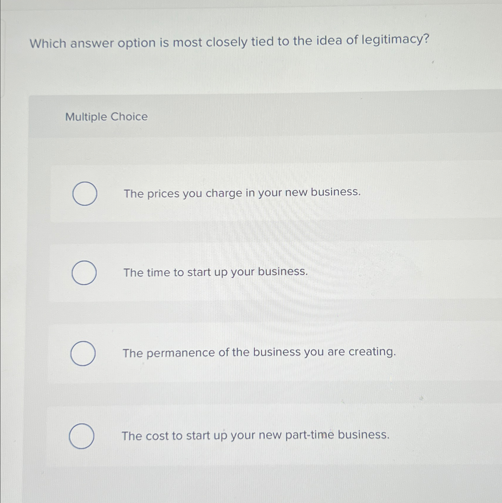  Which answer option is most closely tied to the idea of
