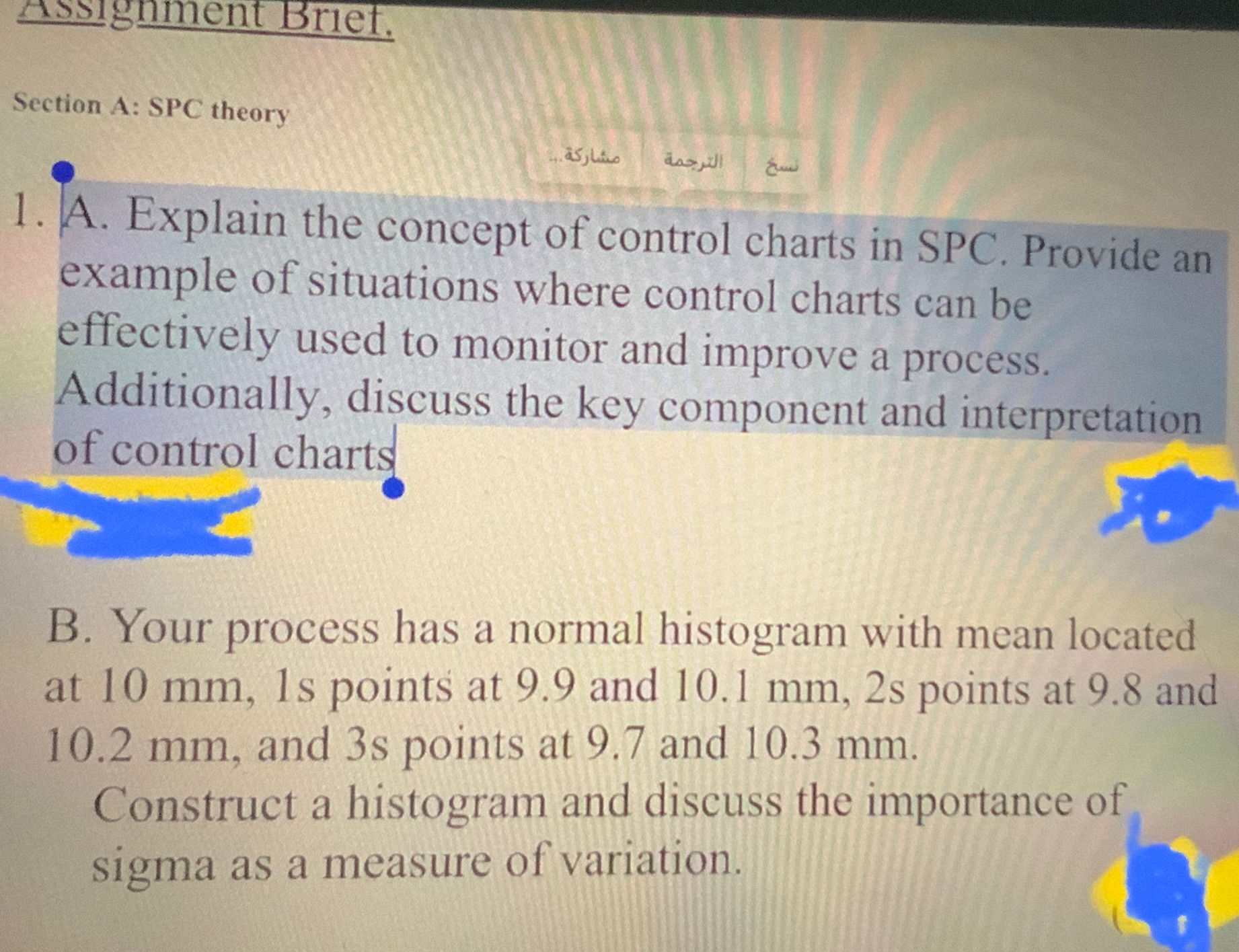  Section A: SPC theory A. Explain the concept of control charts
