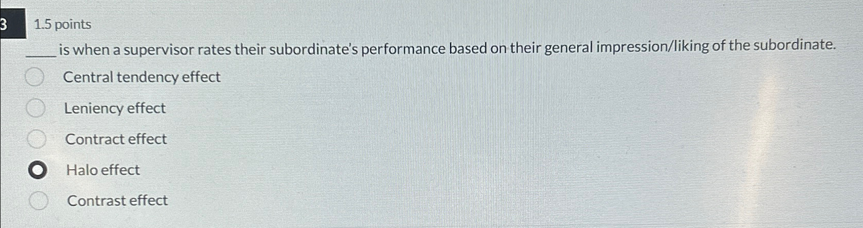  31.5 points is when a supervisor rates their subordinate's performance based