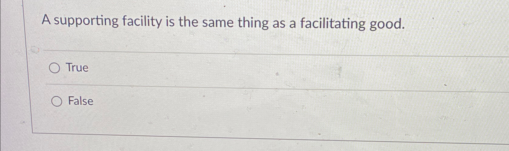  A supporting facility is the same thing as a facilitating good.
