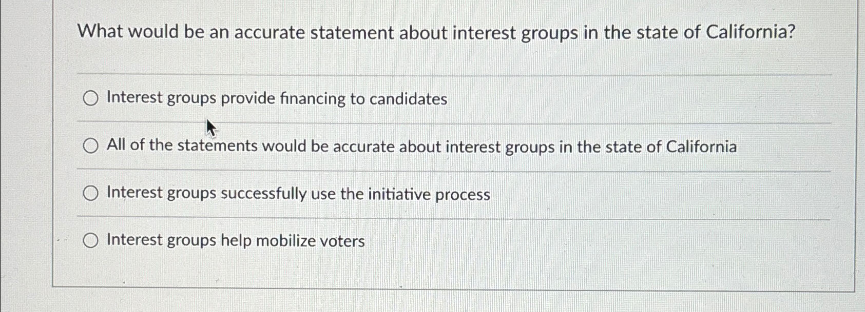  What would be an accurate statement about interest groups in the