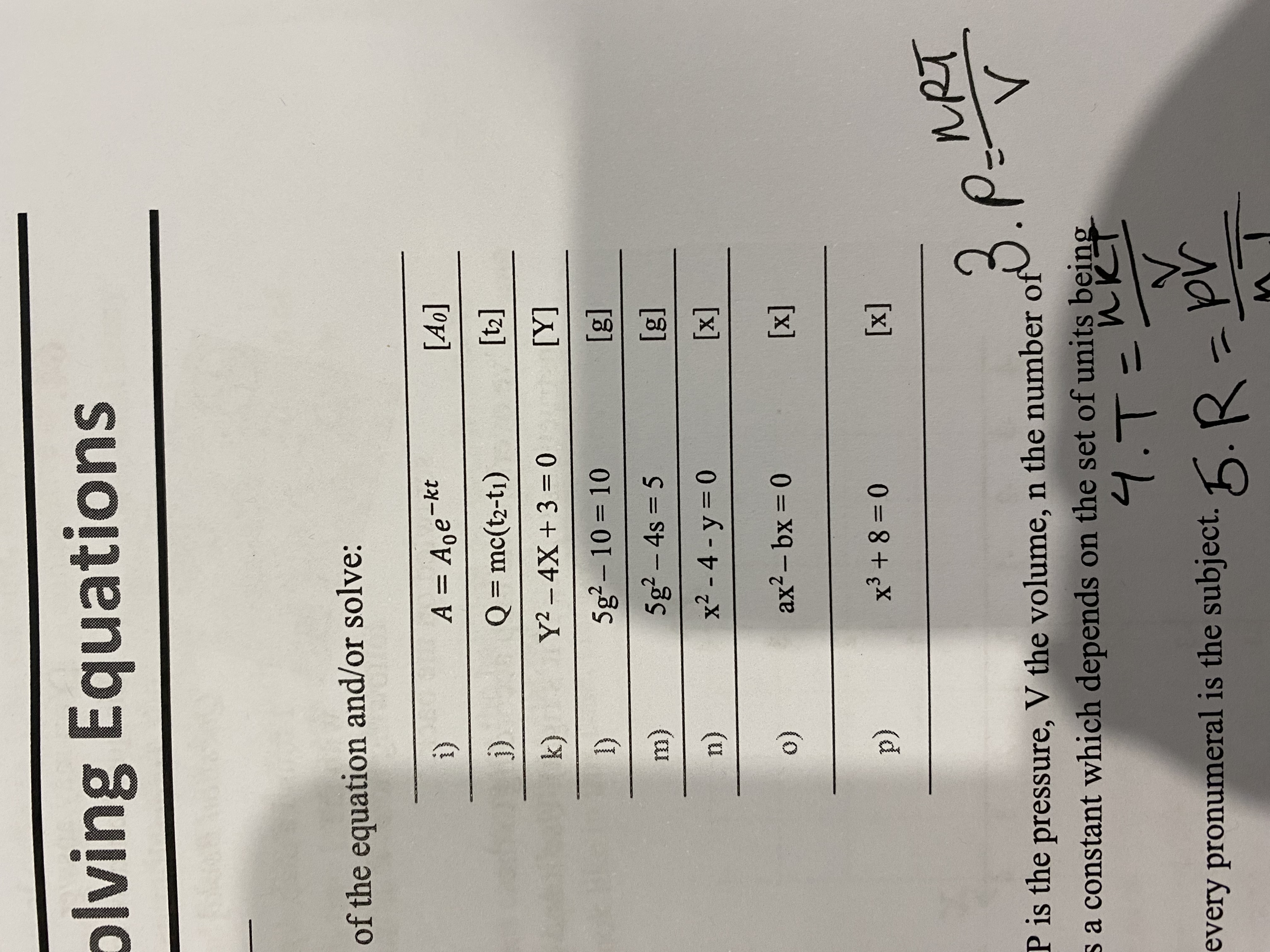 please solve and make the variable in brackets the subject of the