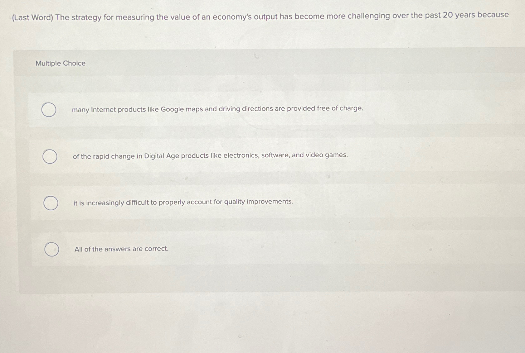  (Last Word) The strategy for measuring the value of an economy's