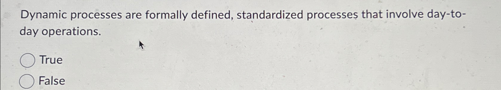  Dynamic processes are formally defined, standardized processes that involve day-today operations.