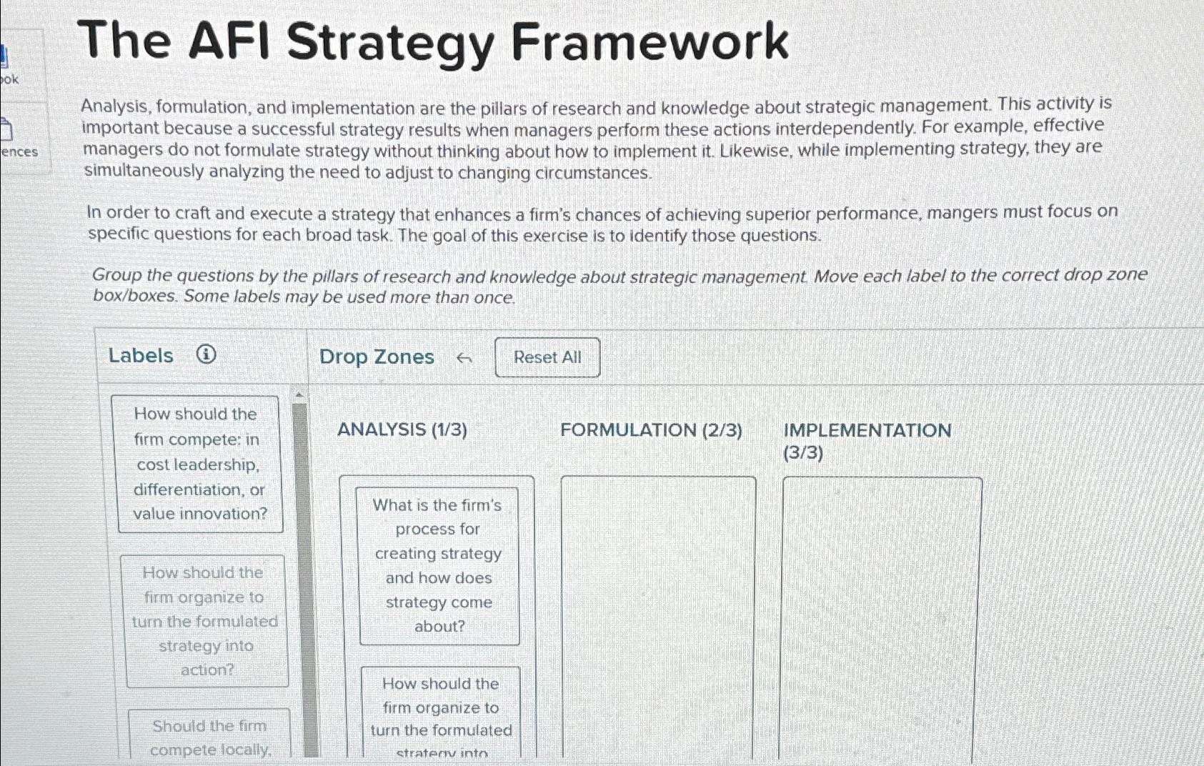  The AFI Strategy Framework Analysis, formulation, and implementation are the pillars