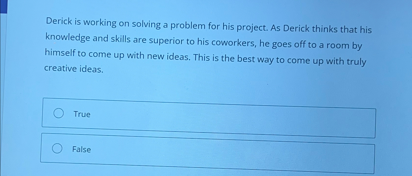  Derick is working on solving a problem for his project. As