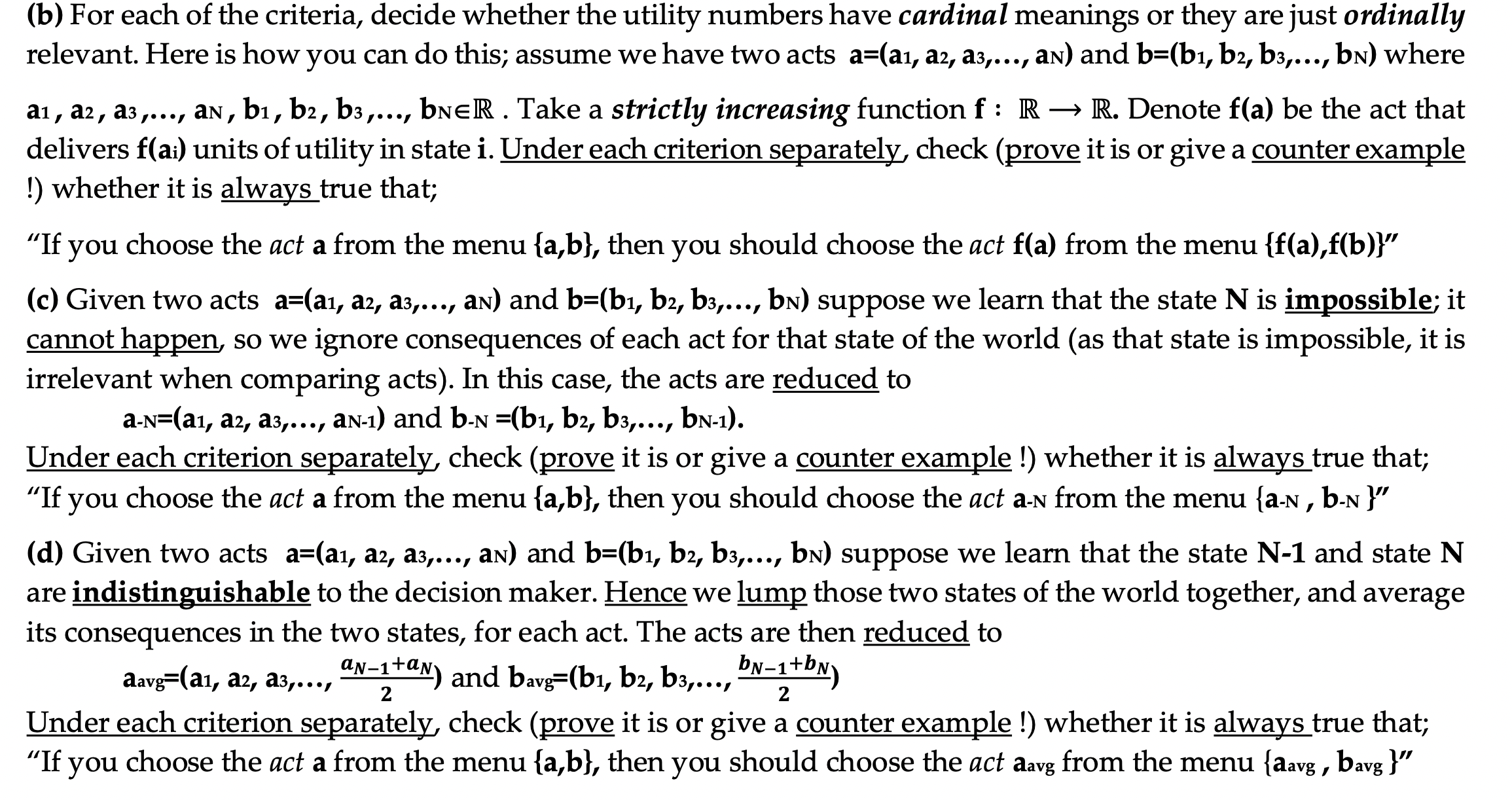  PROBLEM (2) Suppose there are N possible states of the world
