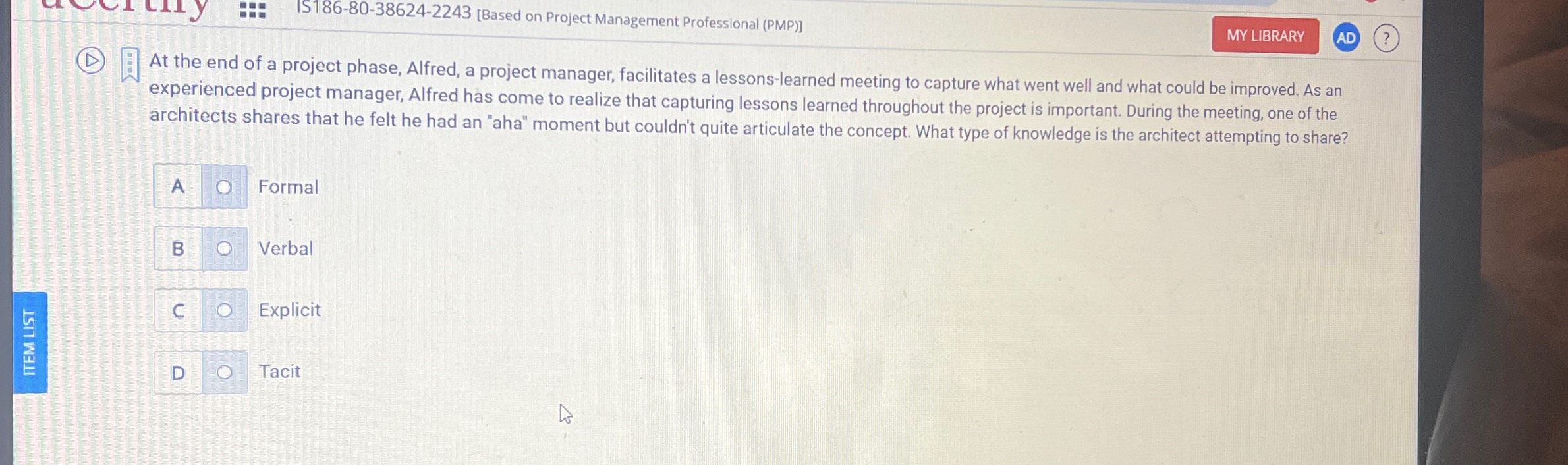  IS186-80-38624-2243[Based on Project Management Professional (PMP)] At the end of a