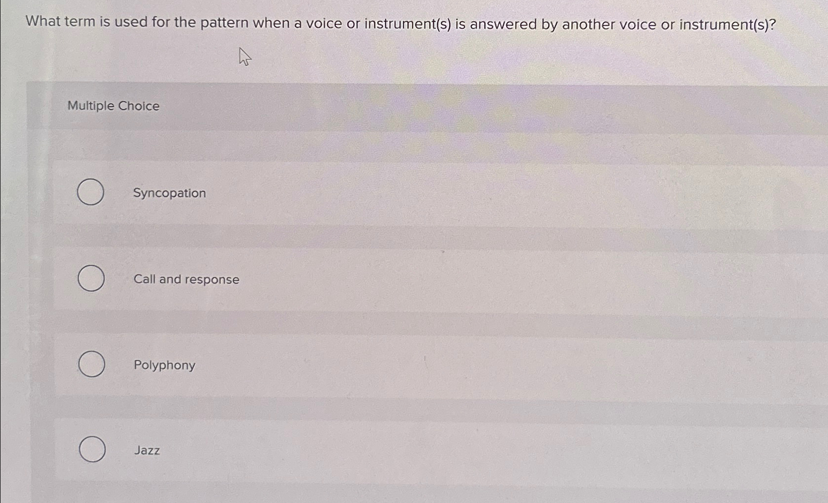  What term is used for the pattern when a voice or