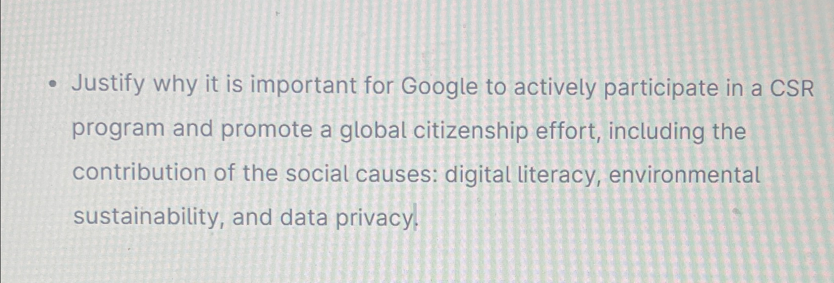  Justify why it is important for Google to actively participate in