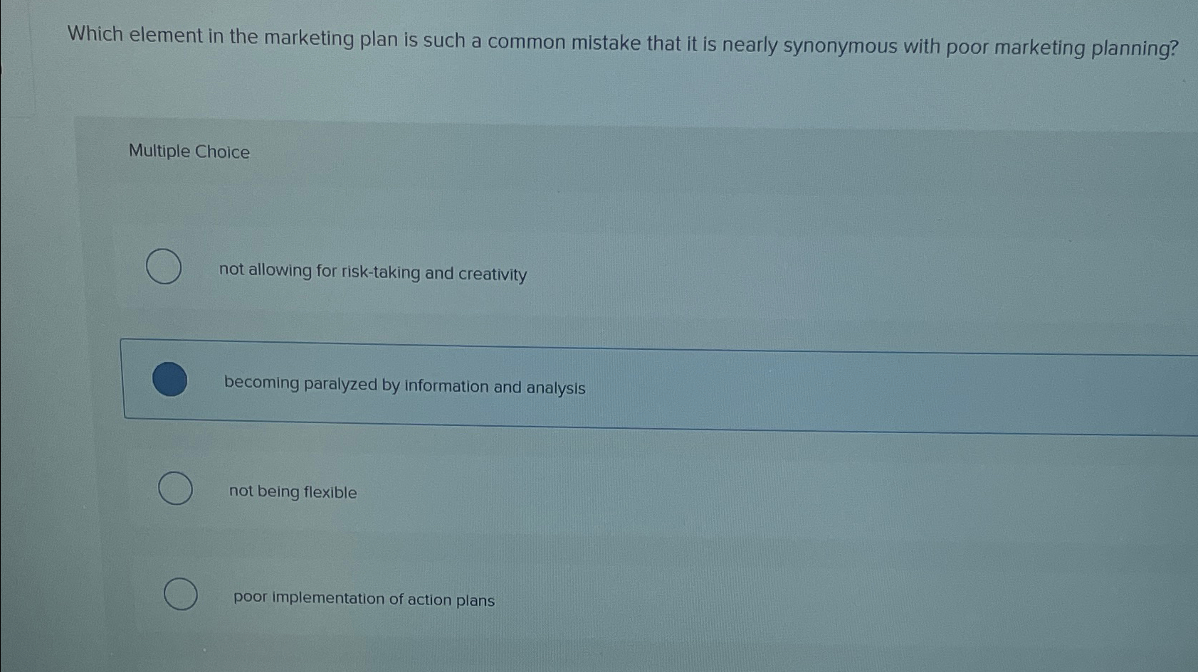  Which element in the marketing plan is such a common mistake