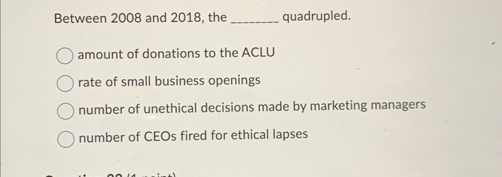  Between 2008 and 2018, the quadrupled. amount of donations to the