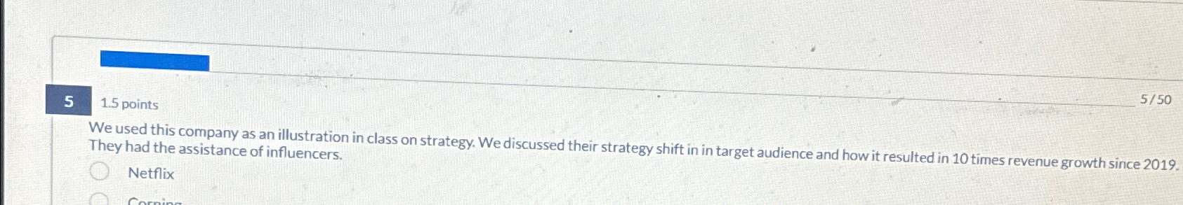  51.5 points 550 We used this company as an illustration in