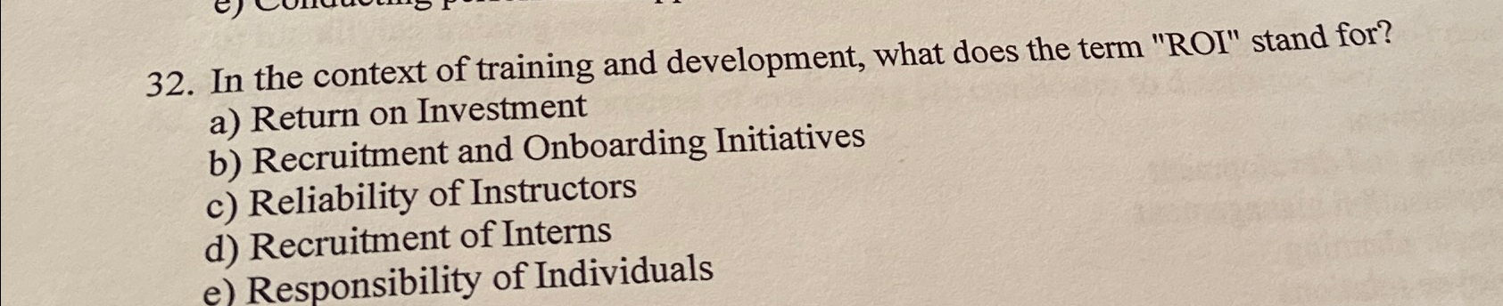  In the context of training and development, what does the term