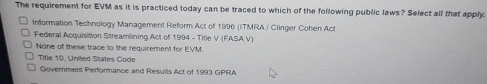  The requirement for EVM as it is practiced today can be