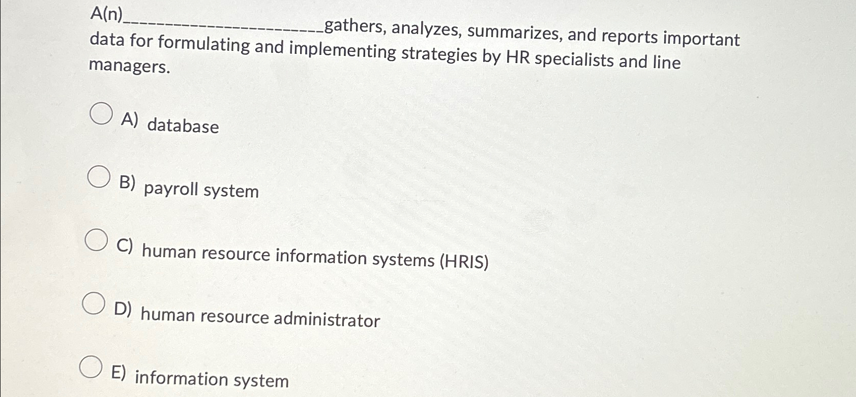  A(n) gathers, analyzes, summarizes, and reports important data for formulating and