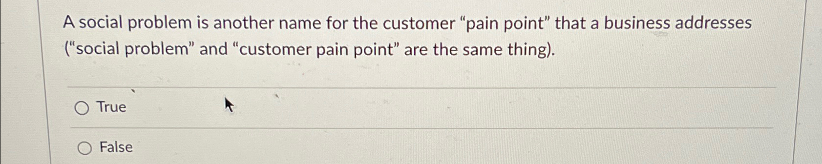  A social problem is another name for the customer "pain point"
